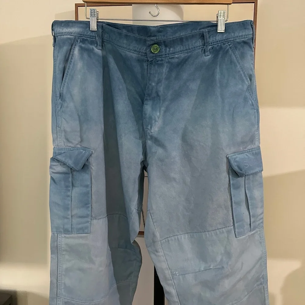 Supervsn Mens Studio Cargo Pants‎ Blue denim wash  Size Large